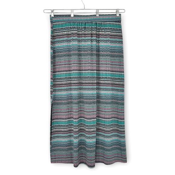 LANE BRYANT 18 20 Vibrant Zig-Zag Print Stretch Jersey Maxi Skirt l Side Slits - Picture 6 of 7